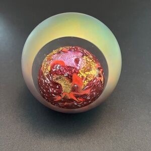 Iconic Glass Eye Studio Celestial Series Mars Art Glass Paperweight 3"